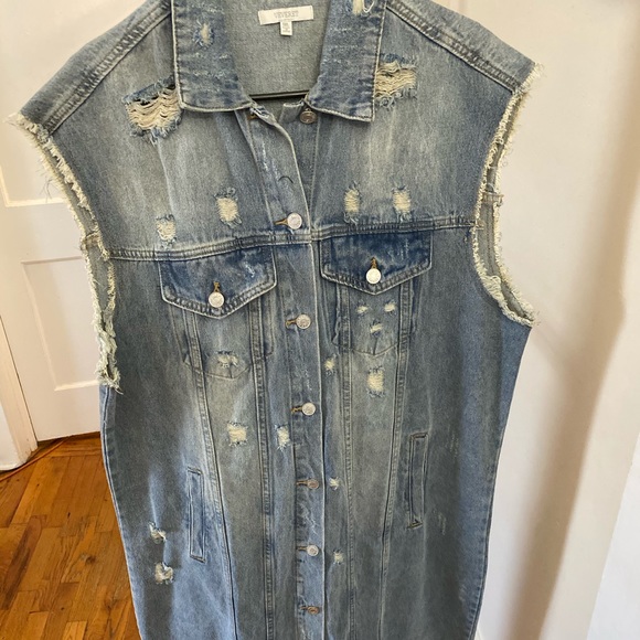 PLUS WOMEN'S LONG SLEEVELESS JACKET - Picture 6 of 7